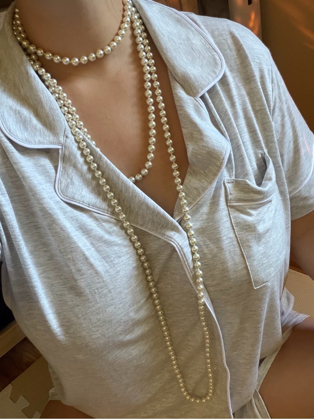Faux Pearl Layering Necklace